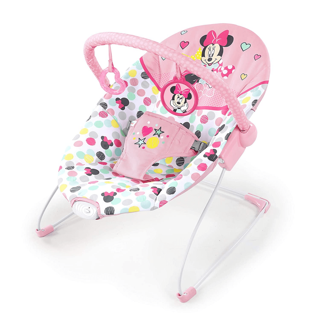 Bright Starts Disney Baby Minnie Mouse Vibrating Bouncer Spotty Dotty