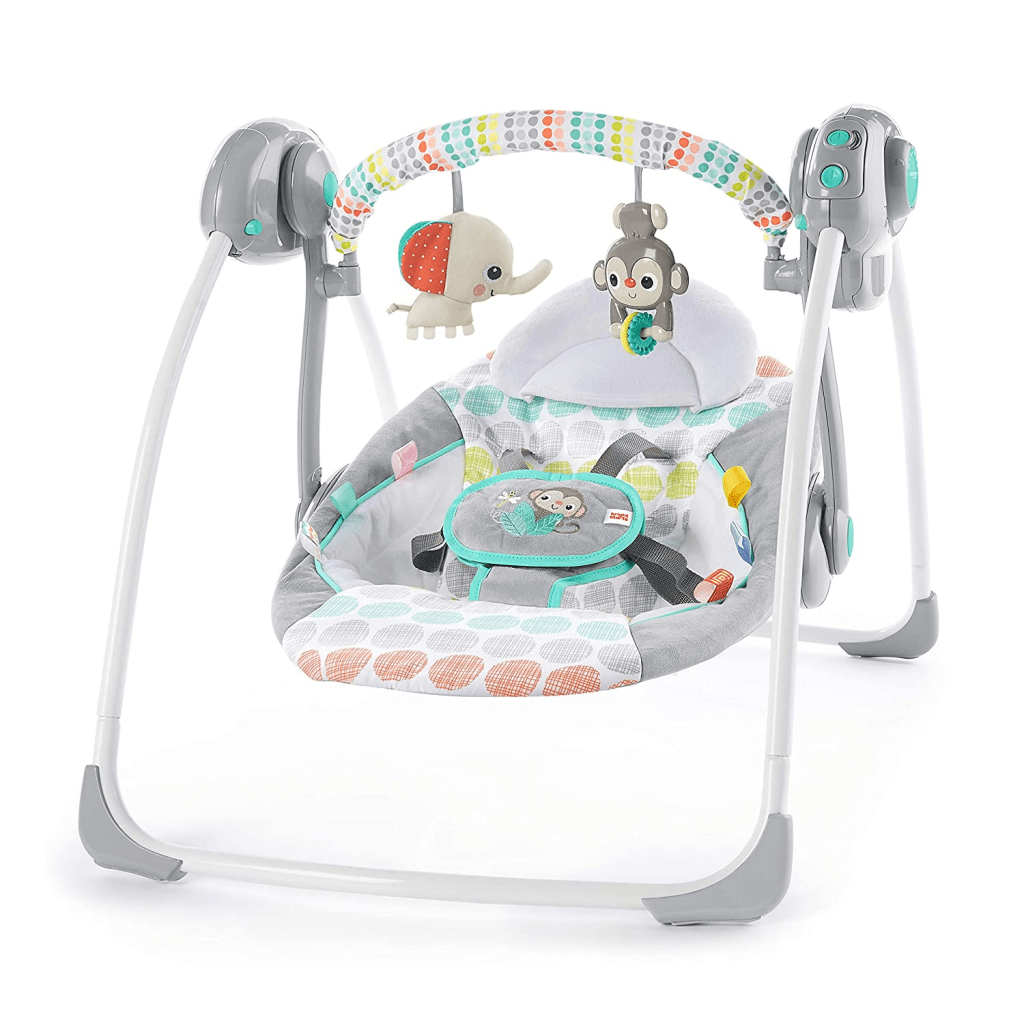 Bright Starts Whimsical Wild Portable Compact Automatic Swing with Melodies